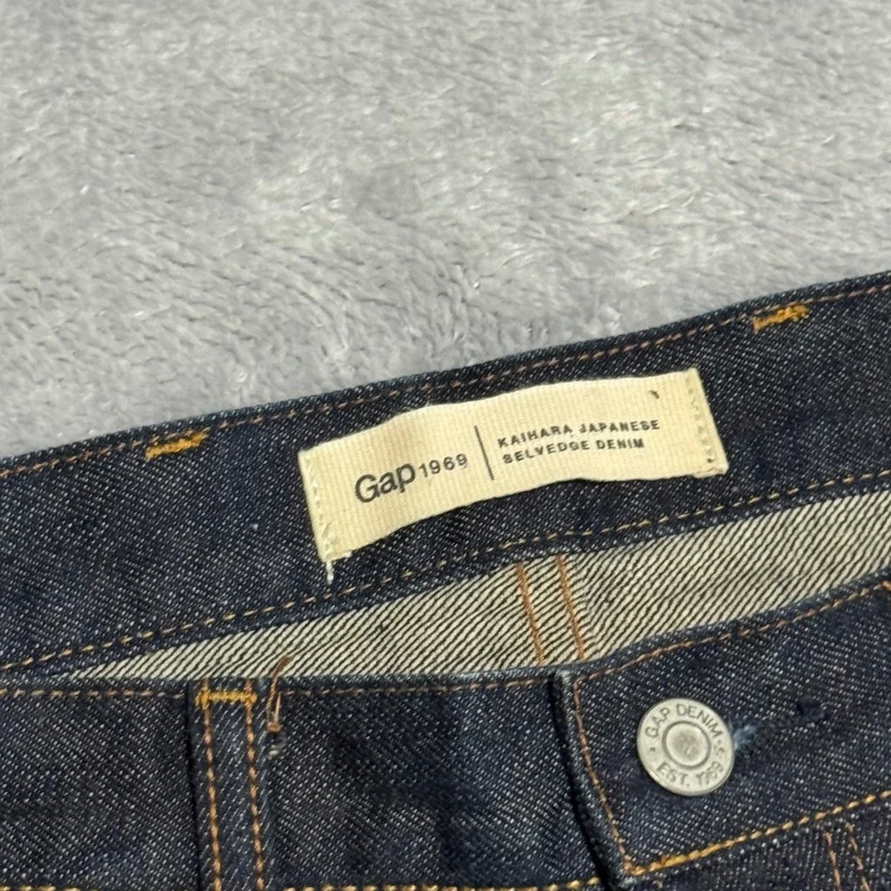 Gap Jeans Mens 36x34 Dark Indigo 1969 Kaihara Japanese Selvedge Slim Button Fly
